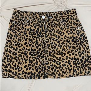 TopShop Cheetah Print Denim Skirt